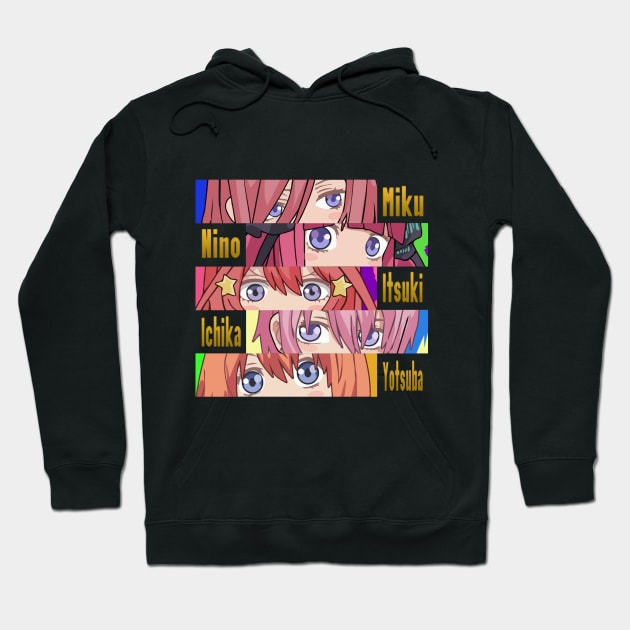 Go toubun no Hanayome - Nakano Sisters Eyes with Names Hoodie by Dokey4Artist